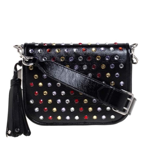 Handbags - Marc Jacobs Black Patent Leather Jewel Embellished Courier Crossbody Bag